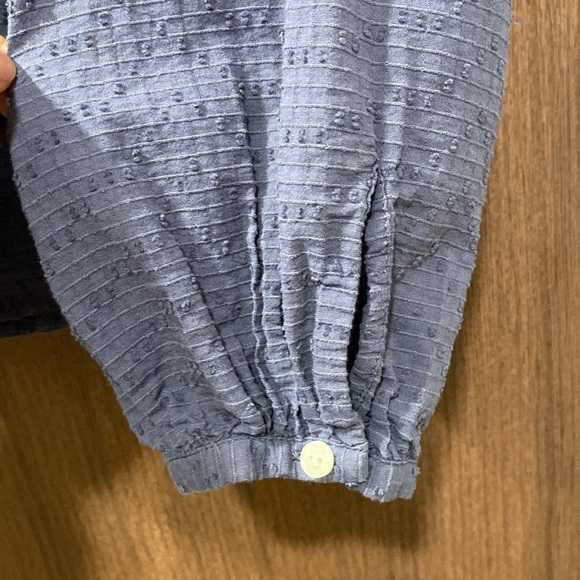 Universal Thread Blue Semi-Sheer Embroidered 100% Cotton Peasant Blouse Size LG - Picture 7 of 11